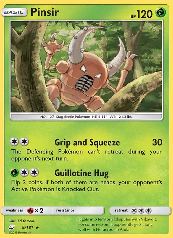 Pinsir card in English
