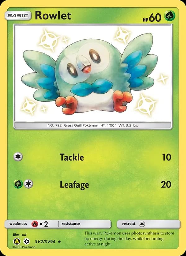 Rowlet card in English