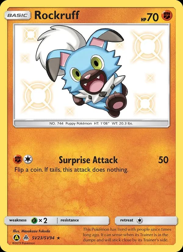 Rockruff card in English