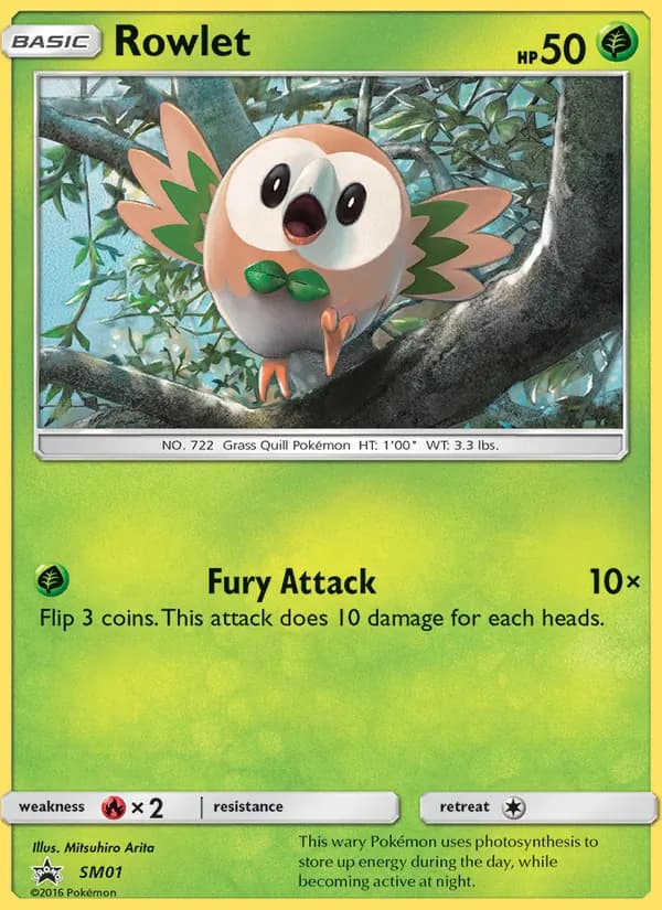 Rowlet card in English