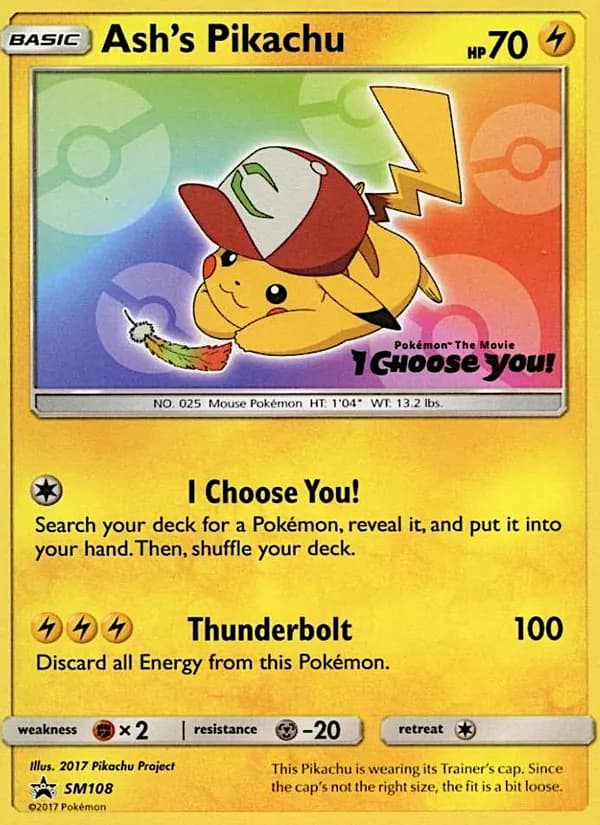 Ash's Pikachu card in English