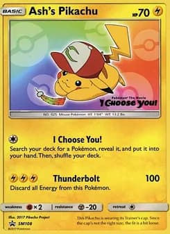 Ash's Pikachu card in English