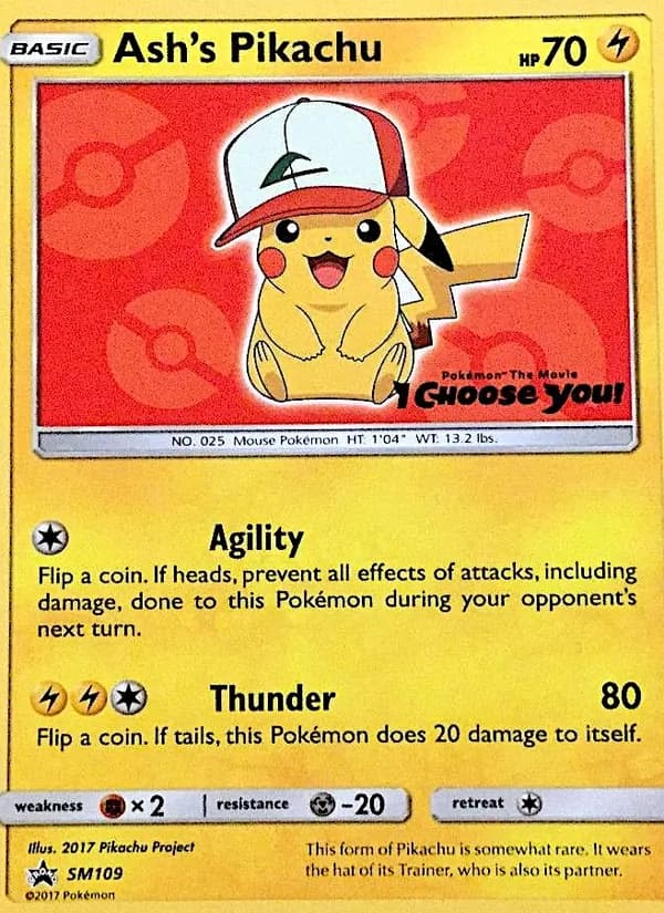 Ash's Pikachu card in English