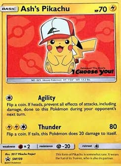 Ash's Pikachu card in English