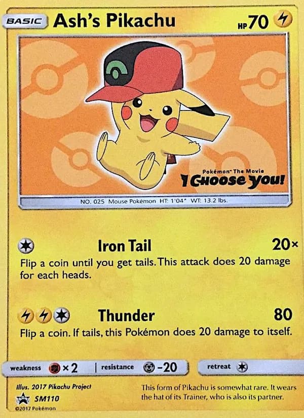 Ash's Pikachu card in English