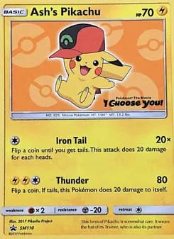 Ash's Pikachu card in English