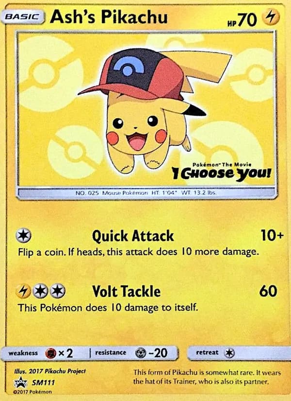 Ash's Pikachu card in English