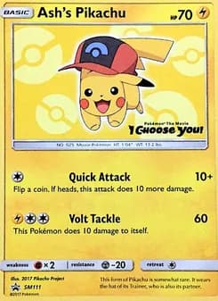 Ash's Pikachu card in English