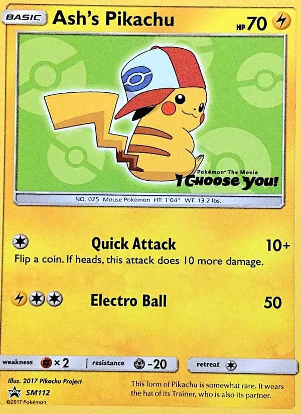 Ash's Pikachu card in English