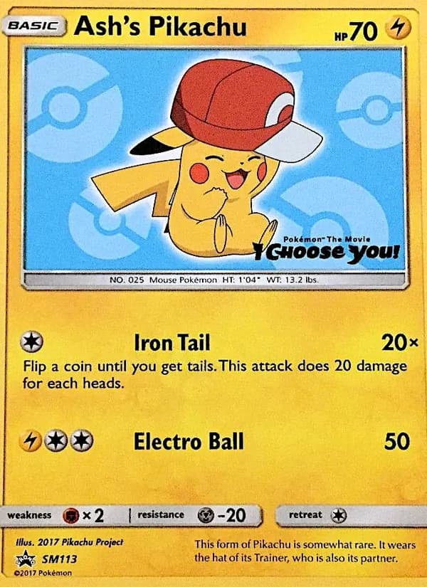Ash's Pikachu card in English