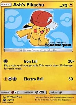 Ash's Pikachu card in English