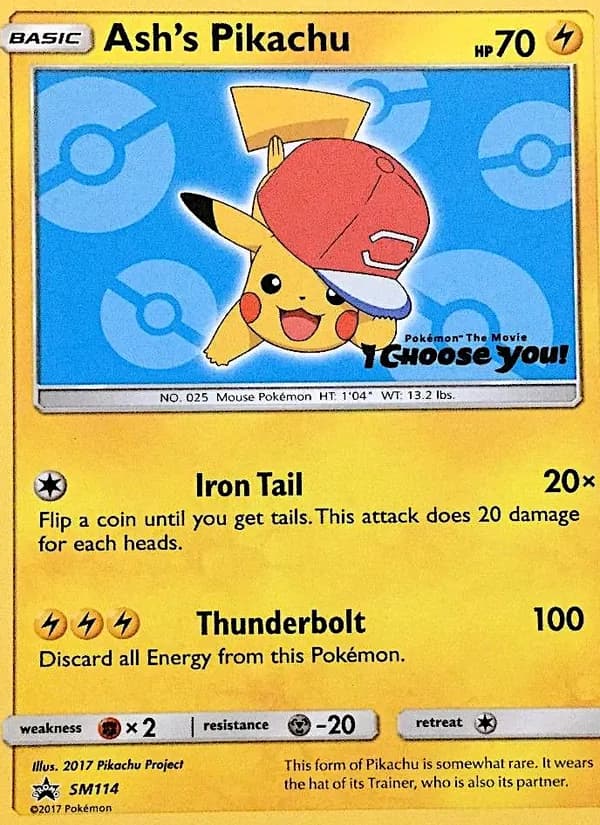 Ash's Pikachu card in English