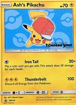 Ash's Pikachu card in English