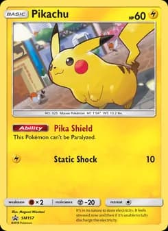 Pikachu card in English