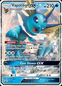 Vaporeon GX card in English