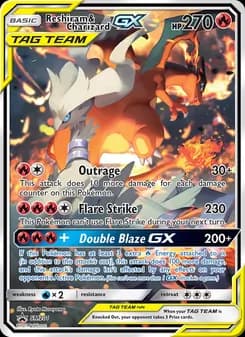 Reshiram & Charizard GX card in English