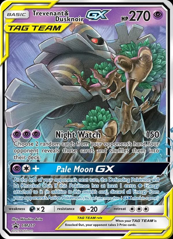 Trevenant & Dusknoir GX card in English