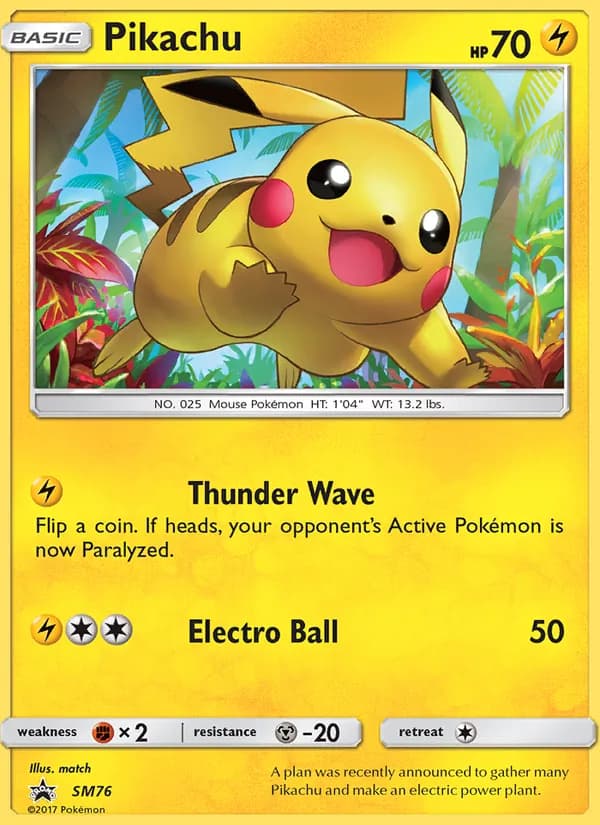 Pikachu card in English