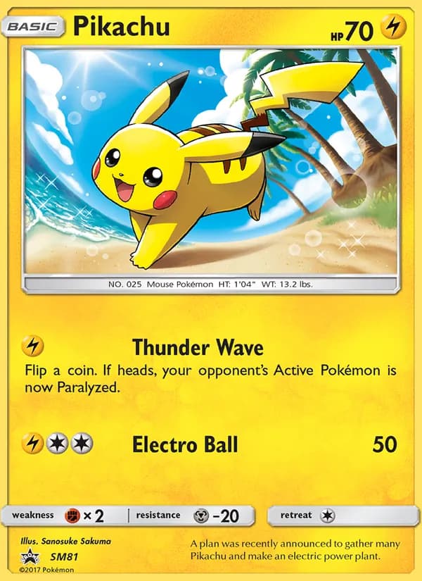 Pikachu card in English