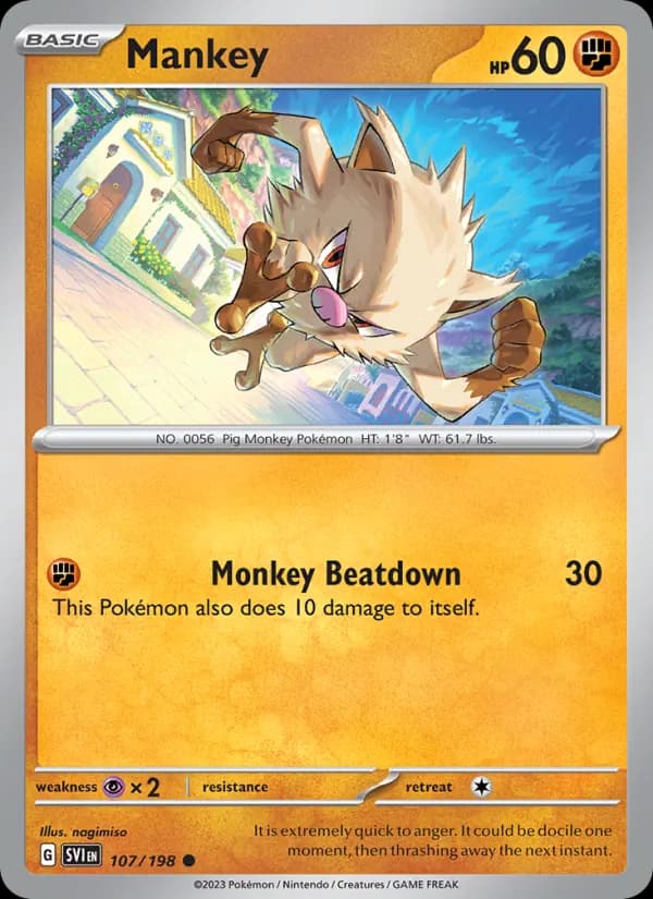 Mankey card in English