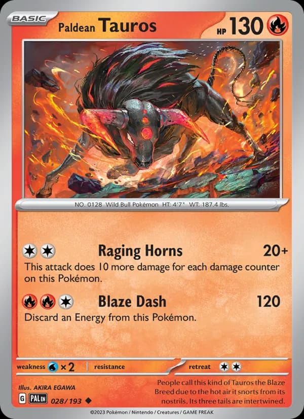 Paldean Tauros card in English