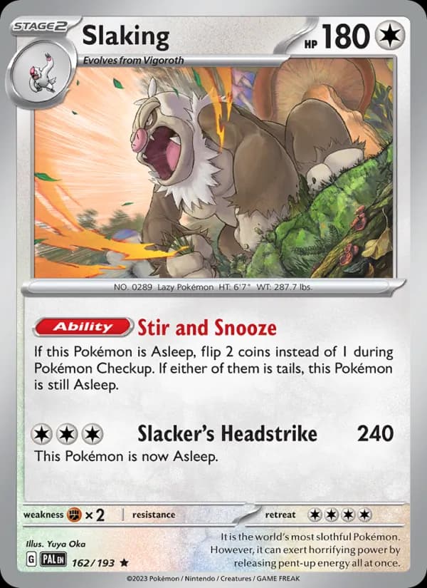 Slaking card in English