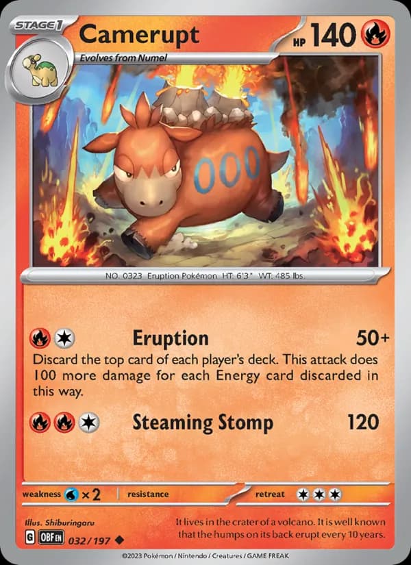 Camerupt card in English