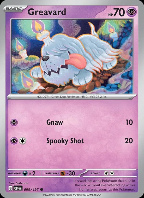 Greavard card in English