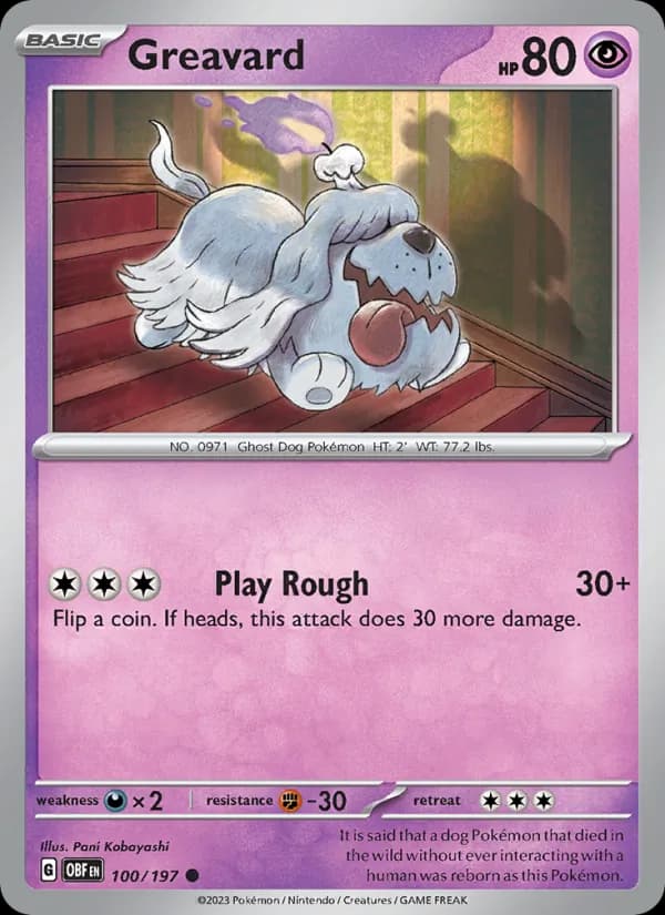 Greavard card in English