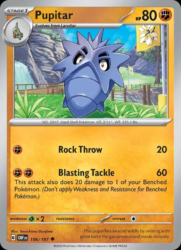 Pupitar card in English