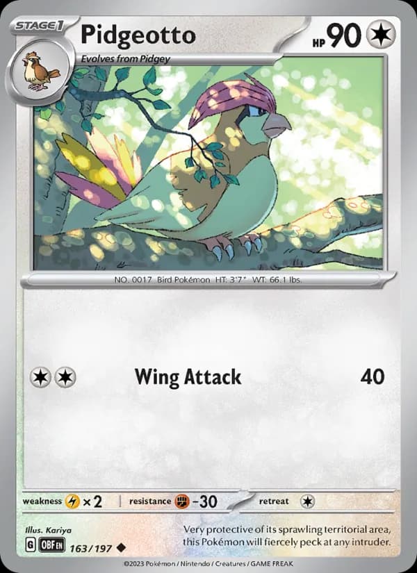 Pidgeotto card in English