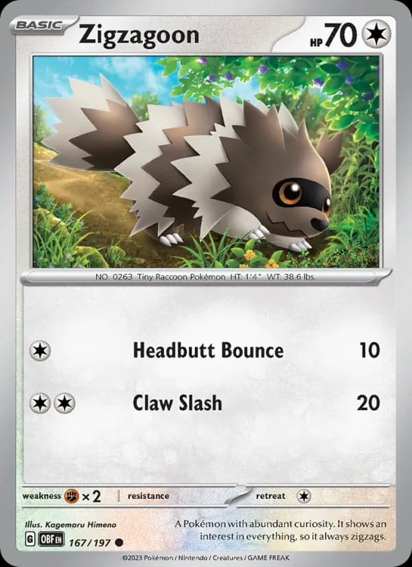 Zigzagoon card in English