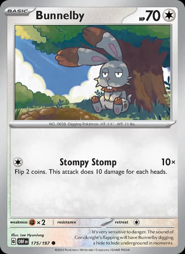 Bunnelby card in English