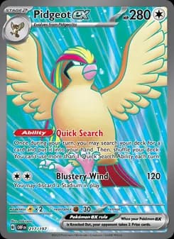 Pidgeot ex card in English