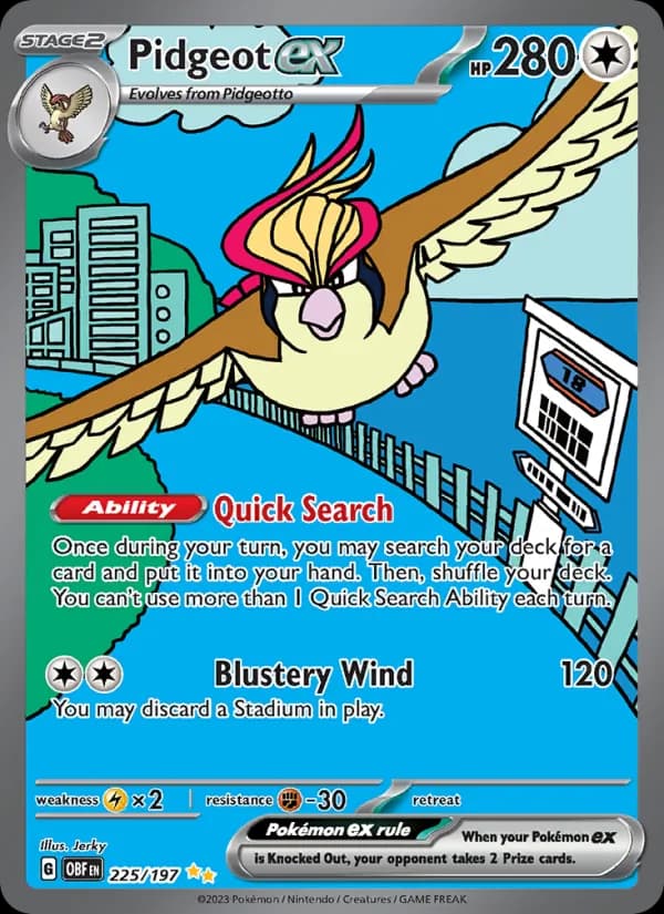 Pidgeot ex card in English