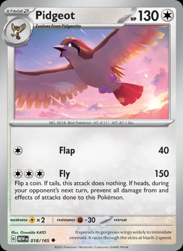 Pidgeot card in English