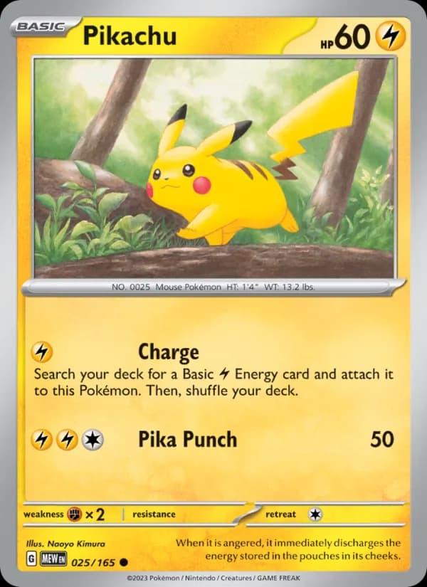 Pikachu card in English