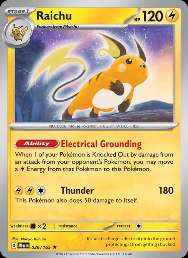 Raichu card in English