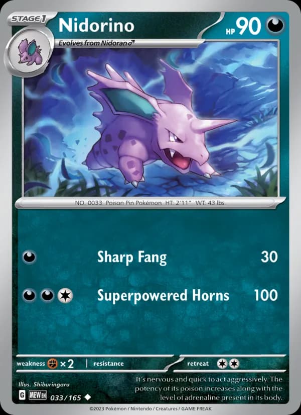 Nidorino card in English