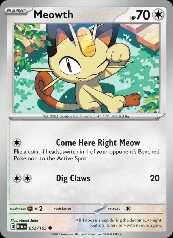 Meowth card in English
