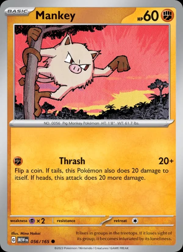 Mankey card in English