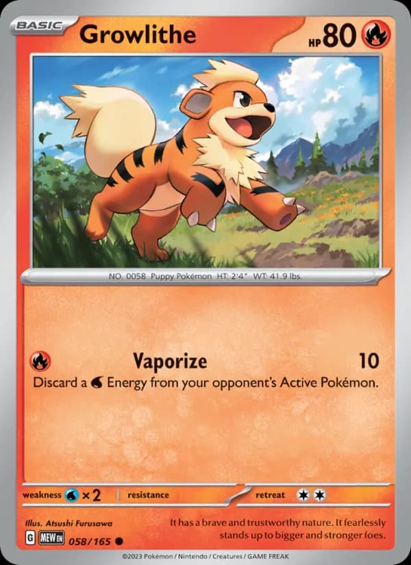 Growlithe card in English