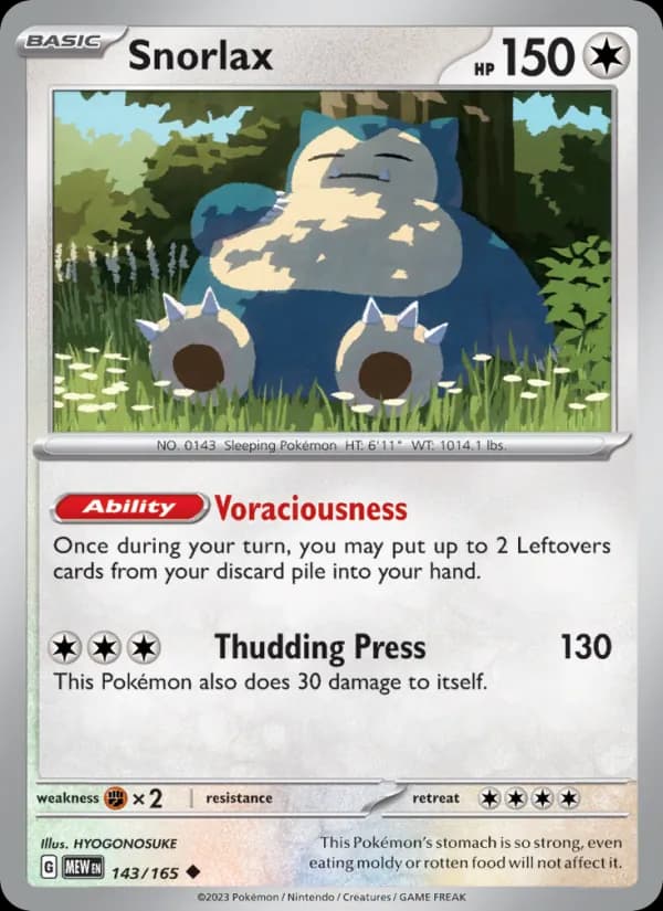 Snorlax card in English