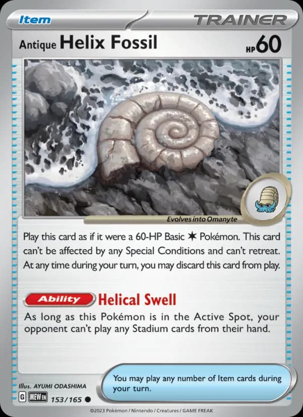 Antique Helix Fossil card in English