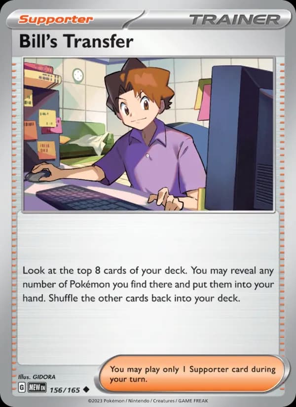 Bill's Transfer card in English