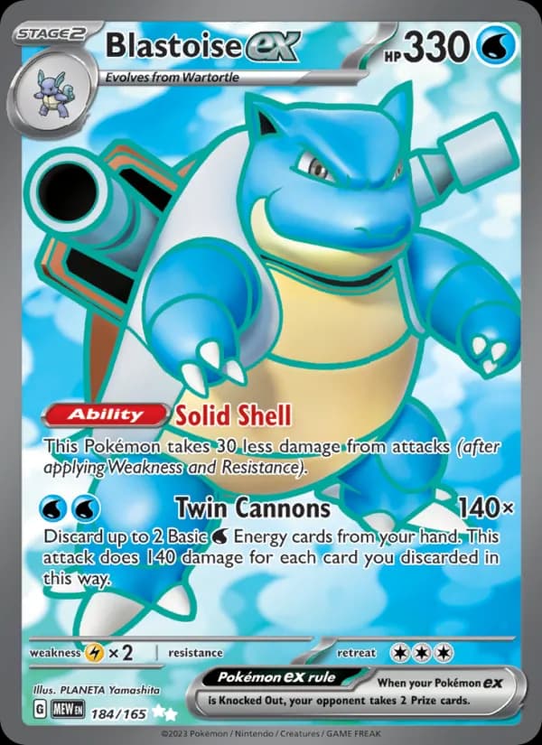 Blastoise ex card in English