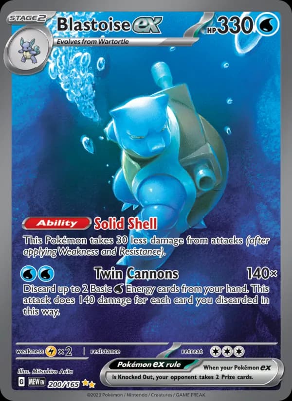 Blastoise ex card in English