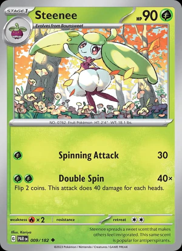 Steenee card in English