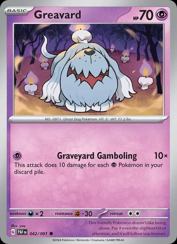 Greavard card in English
