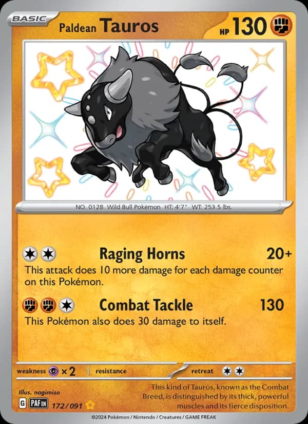 Paldean Tauros card in English